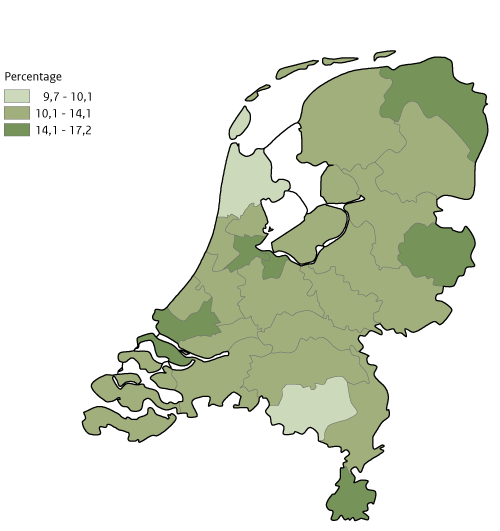 Kaart NL per GGD risico problematisch socialmediagebruik 2023