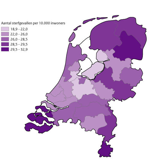 Regionale cijfers aantal sterfgevallen aan kanker