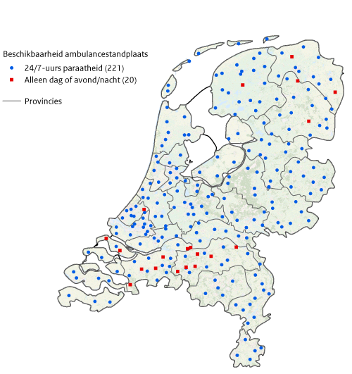 Kaart NL Ambulancestanplaatsen 2024